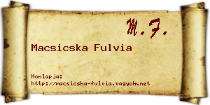Macsicska Fulvia névjegykártya